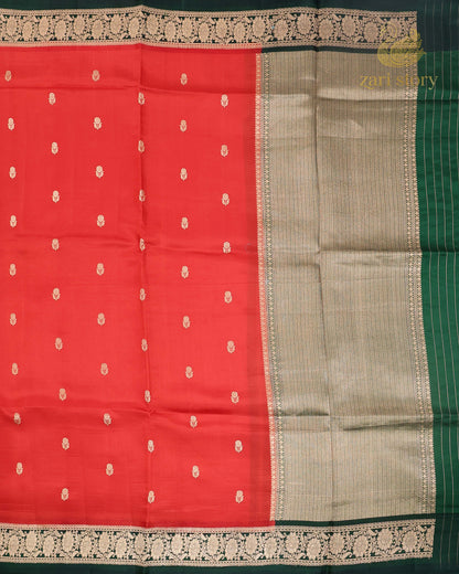 Ruby Red Butta Mango Banarasi Saree