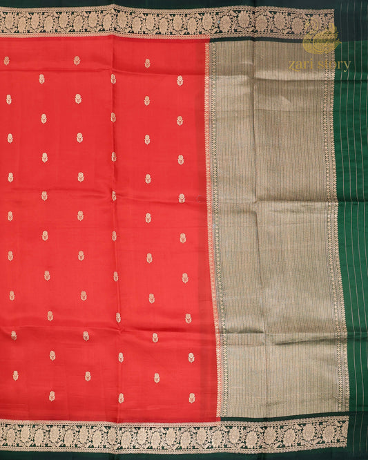 Ruby Red Butta Mango Banarasi Saree