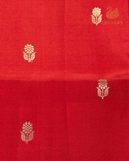 Ruby Red Butta Mango Banarasi Saree