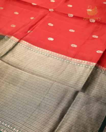 Ruby Red Butta Mango Banarasi Saree