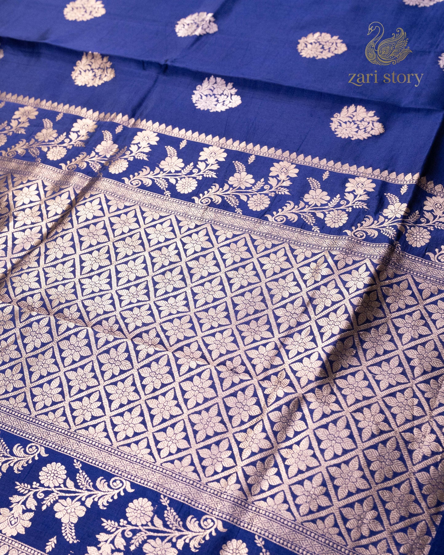 Navy Blue Butta Mango Banarasi Saree