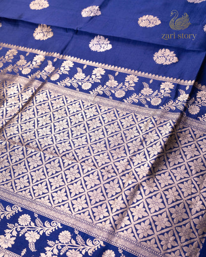 Navy Blue Butta Mango Banarasi Saree