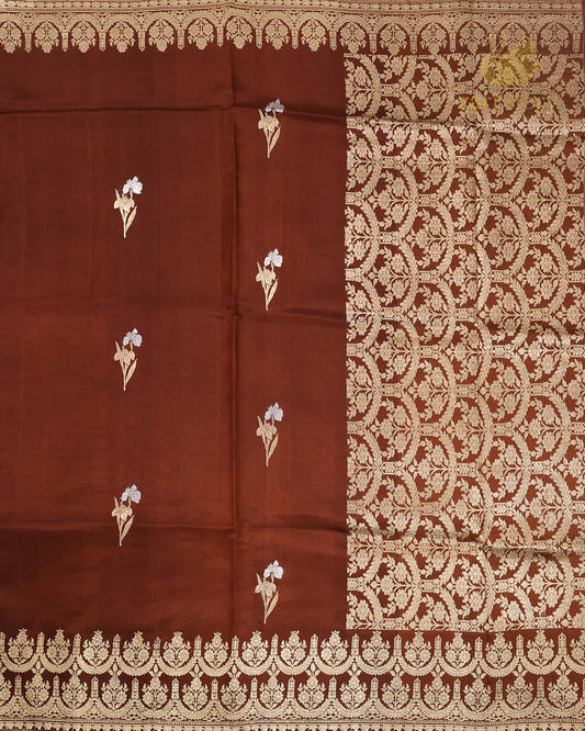 Coffee Brown Butta Mango Banarasi Saree