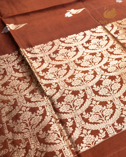 Coffee Brown Butta Mango Banarasi Saree