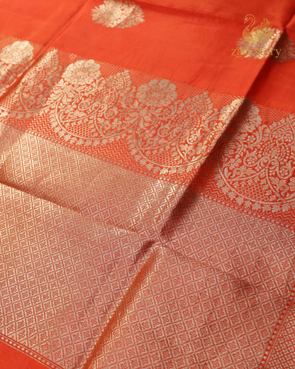 Pumpkin Orange Butta Mango Banarasi Saree