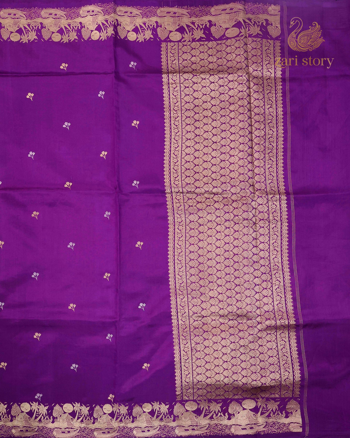 Jamun Purple Butta Mango Banarasi Saree