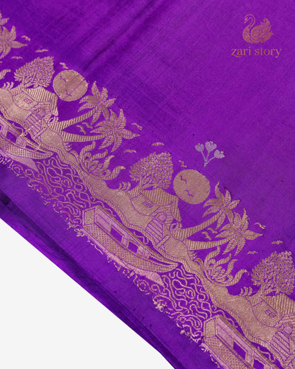 Jamun Purple Butta Mango Banarasi Saree