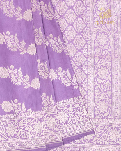 purple floral katan silk pure
