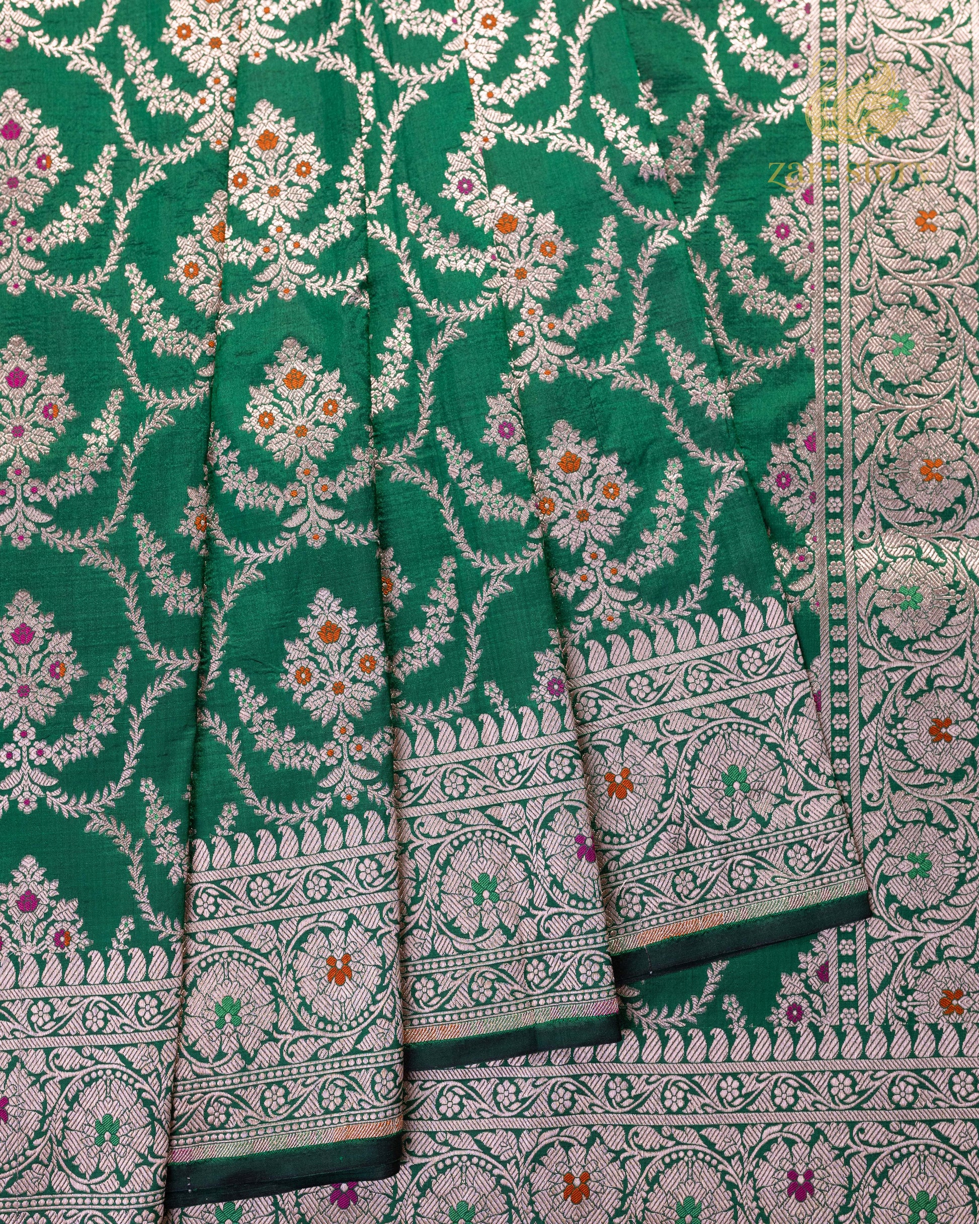 green meenakari katan silk pure