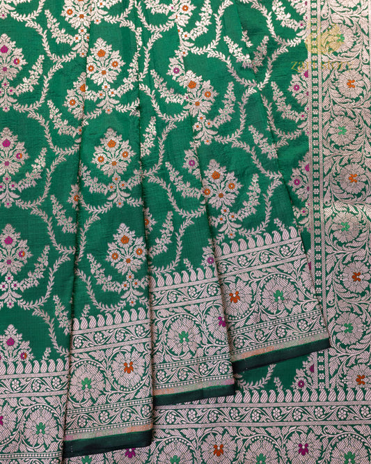 green meenakari katan silk pure