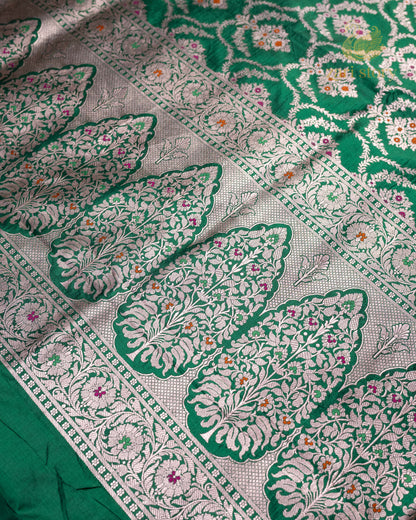 Emerald Green Meenakari Katan Silk Banarasi Saree