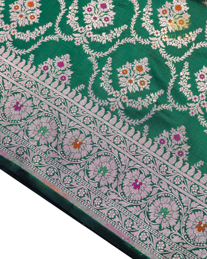 Emerald Green Meenakari Katan Silk Banarasi Saree