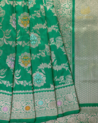green jaal katan silk pure