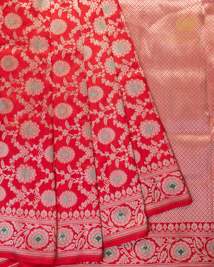 red jaal katan silk pure