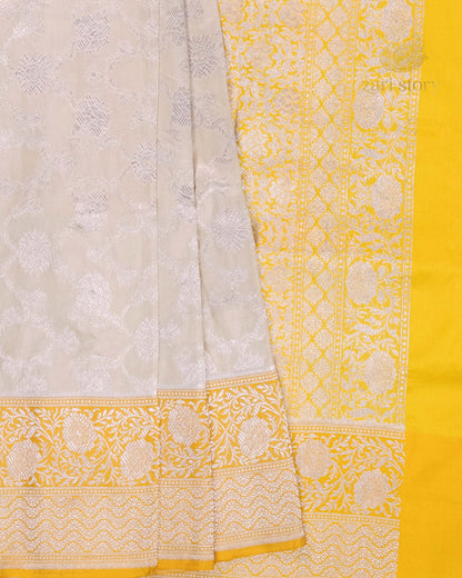 white jaal katan silk pure