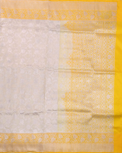 Ivory Jaal Katan Silk Banarasi Saree