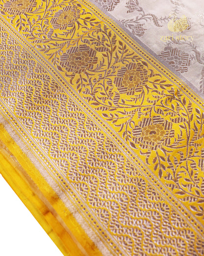 Ivory Jaal Katan Silk Banarasi Saree