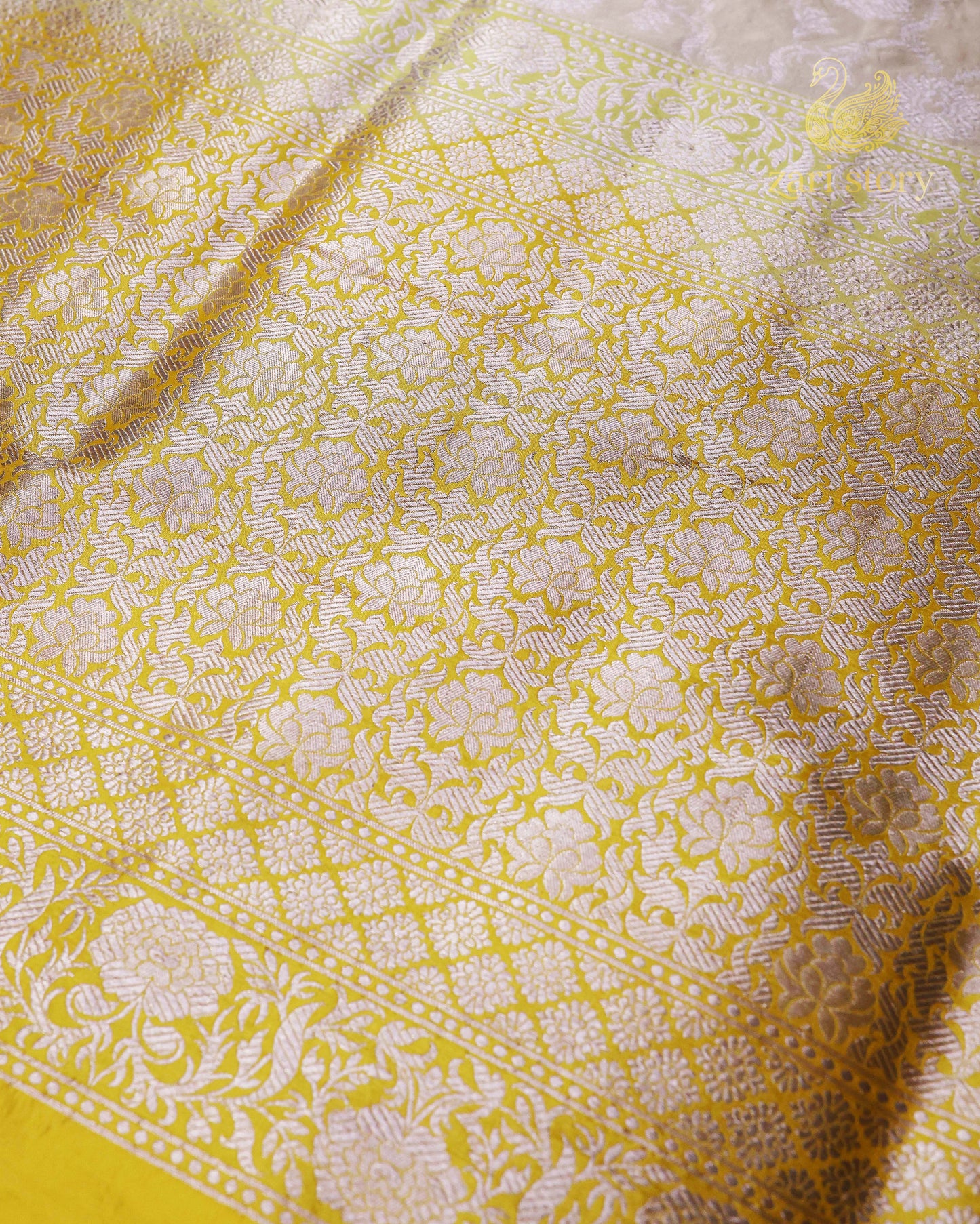 Ivory Jaal Katan Silk Banarasi Saree