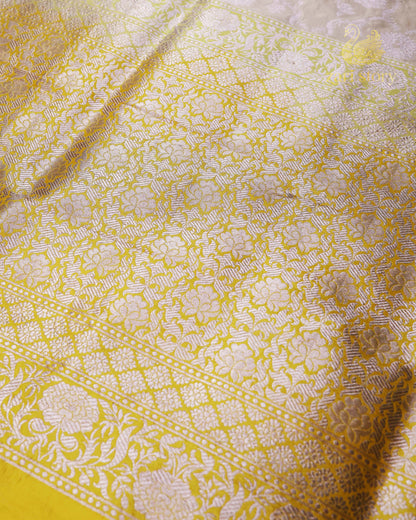 Ivory Jaal Katan Silk Banarasi Saree