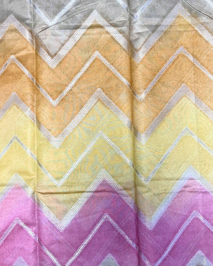 Yellow Multicolour Rangkat Cotton Banarasi Saree