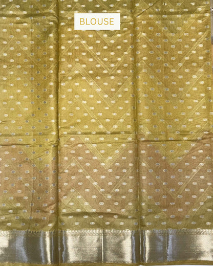 Yellow Multicolour Rangkat Cotton Banarasi Saree