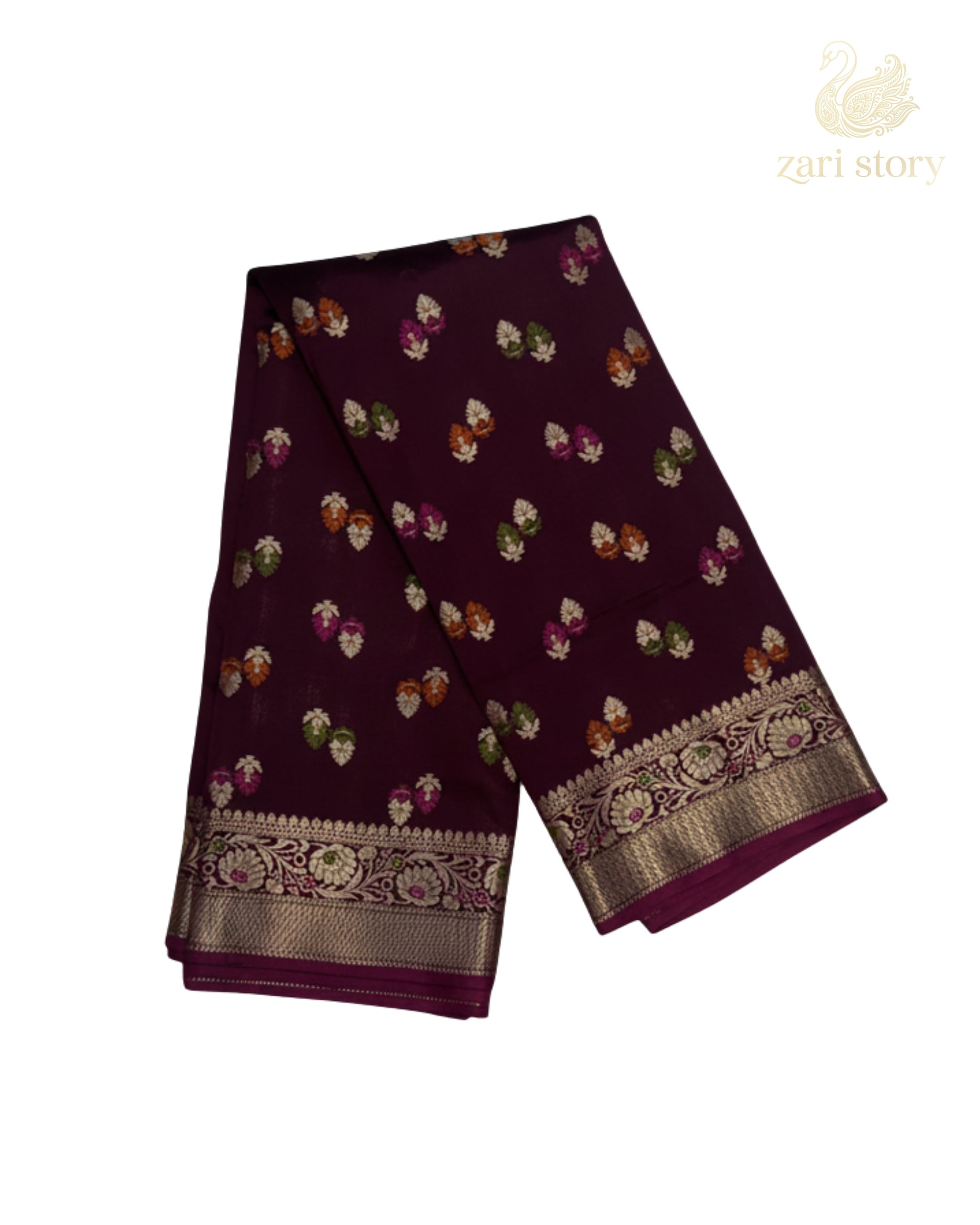 maroon meenakari katan silk semi