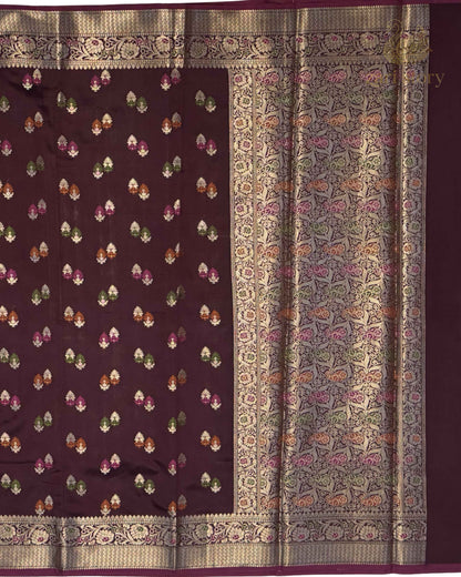 Maroon Meenakari Katan Silk Banarasi Saree
