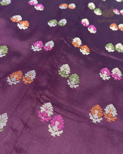 Maroon Meenakari Katan Silk Banarasi Saree