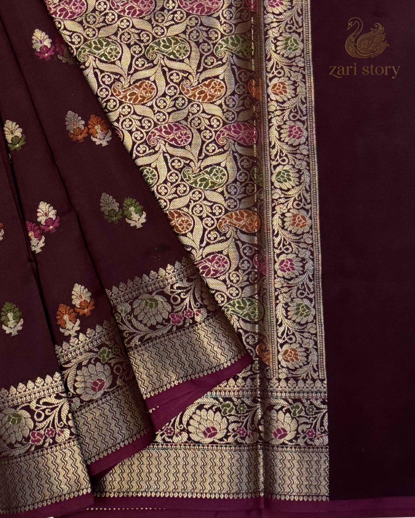 Maroon Meenakari Katan Silk Banarasi Saree
