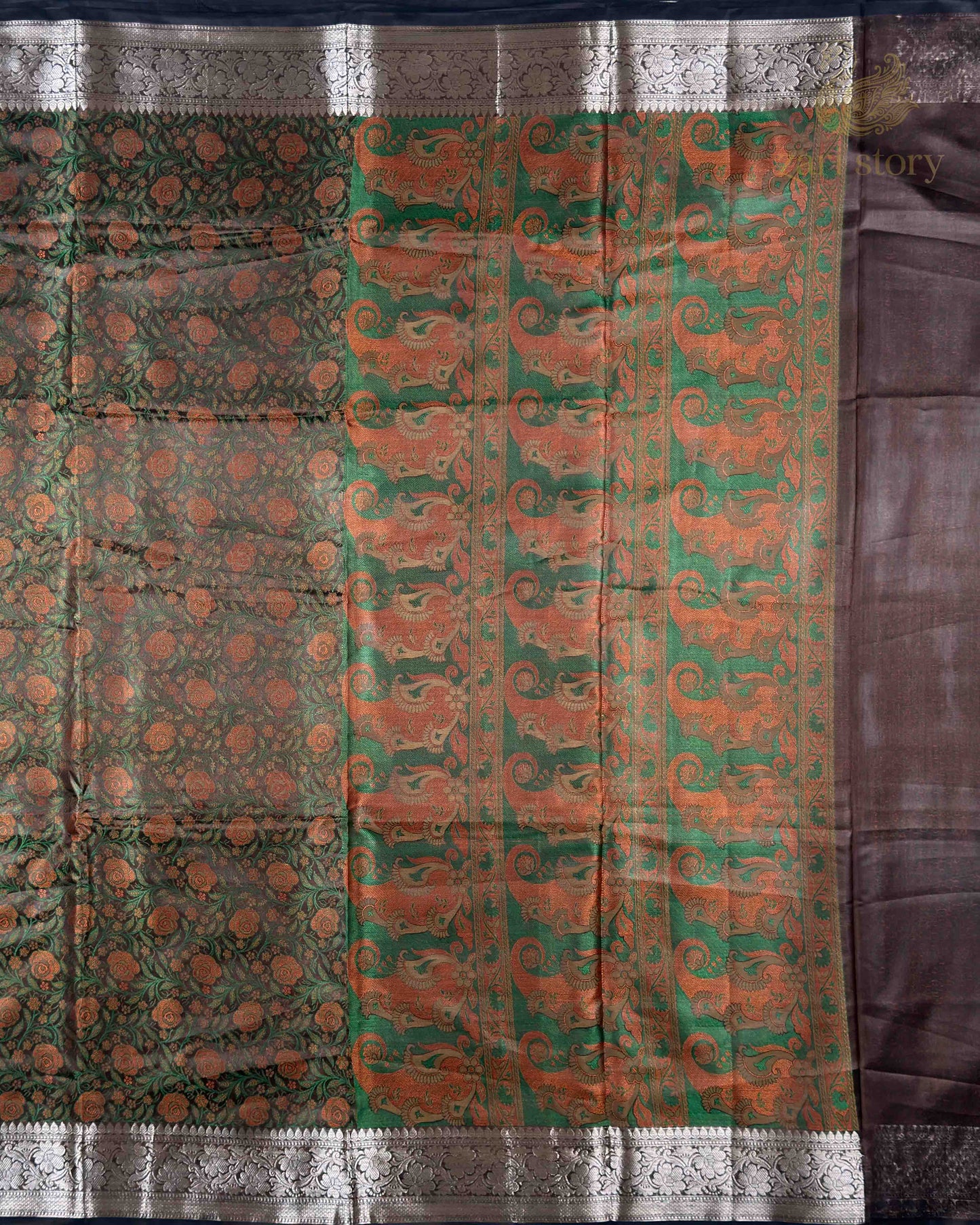 Chocolate Brown Tilfi Soft Silk Banarasi Saree