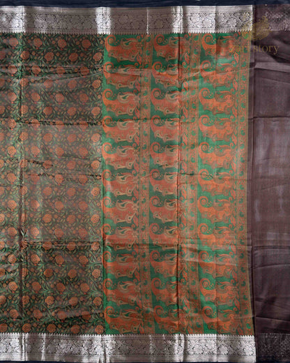 Chocolate Brown Tilfi Soft Silk Banarasi Saree