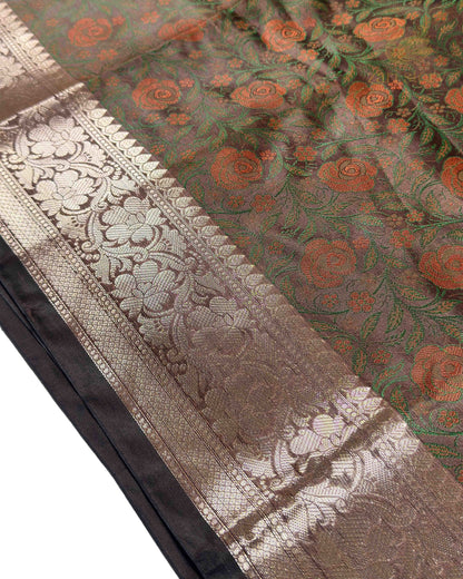 Chocolate Brown Tilfi Soft Silk Banarasi Saree