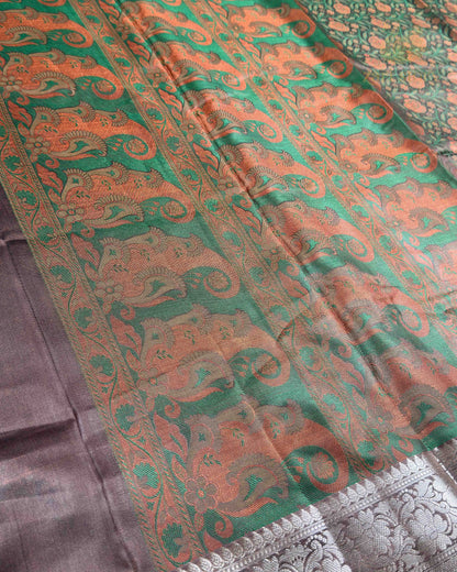 Chocolate Brown Tilfi Soft Silk Banarasi Saree