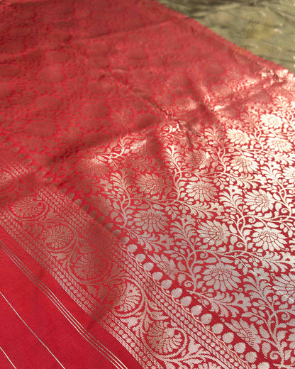 Olive Green Butta Soft Silk Banarasi Saree