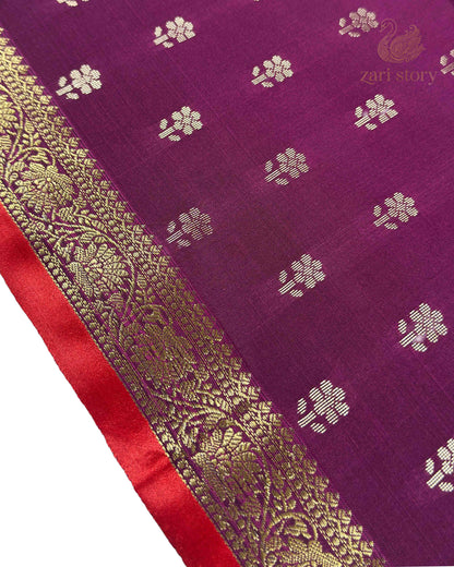 Orchid Purple Butta Soft Silk Banarasi Saree