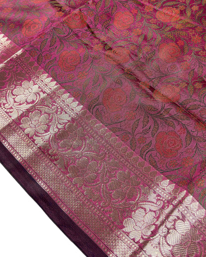Magenta Tilfi Soft Silk Banarasi Saree