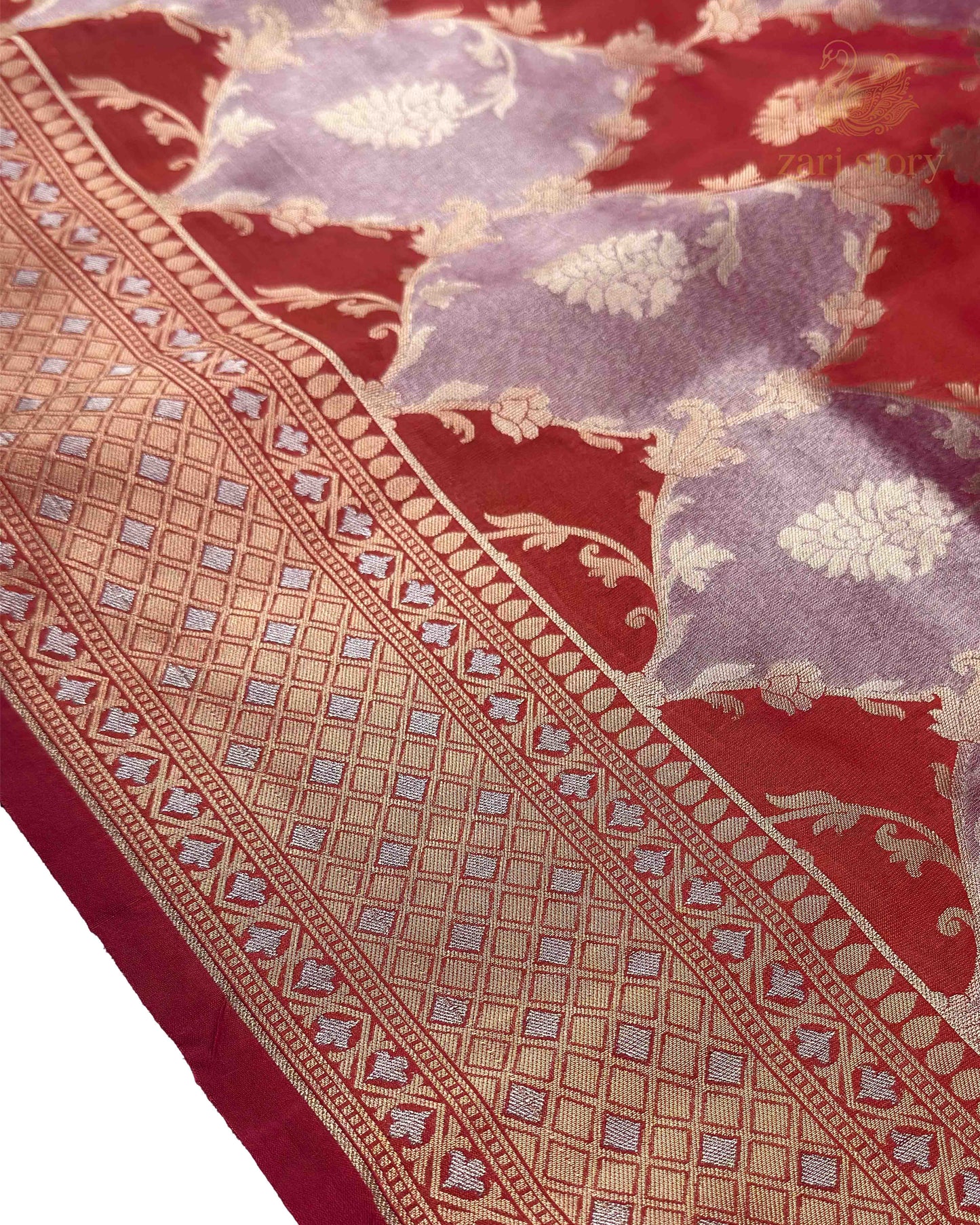 Red Multicolour Rangkat Tissue Banarasi Saree