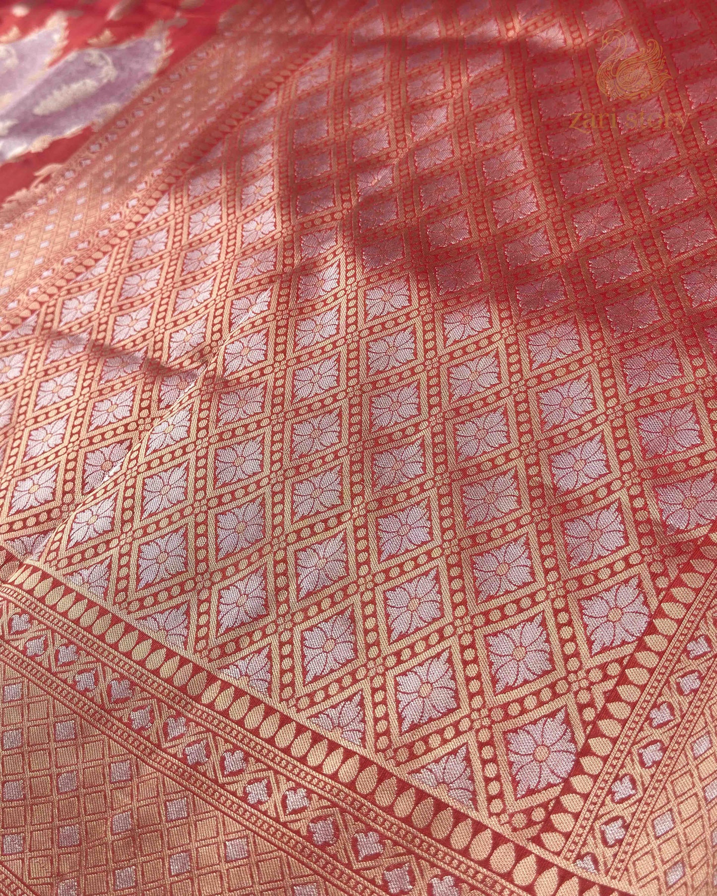 Red Multicolour Rangkat Tissue Banarasi Saree