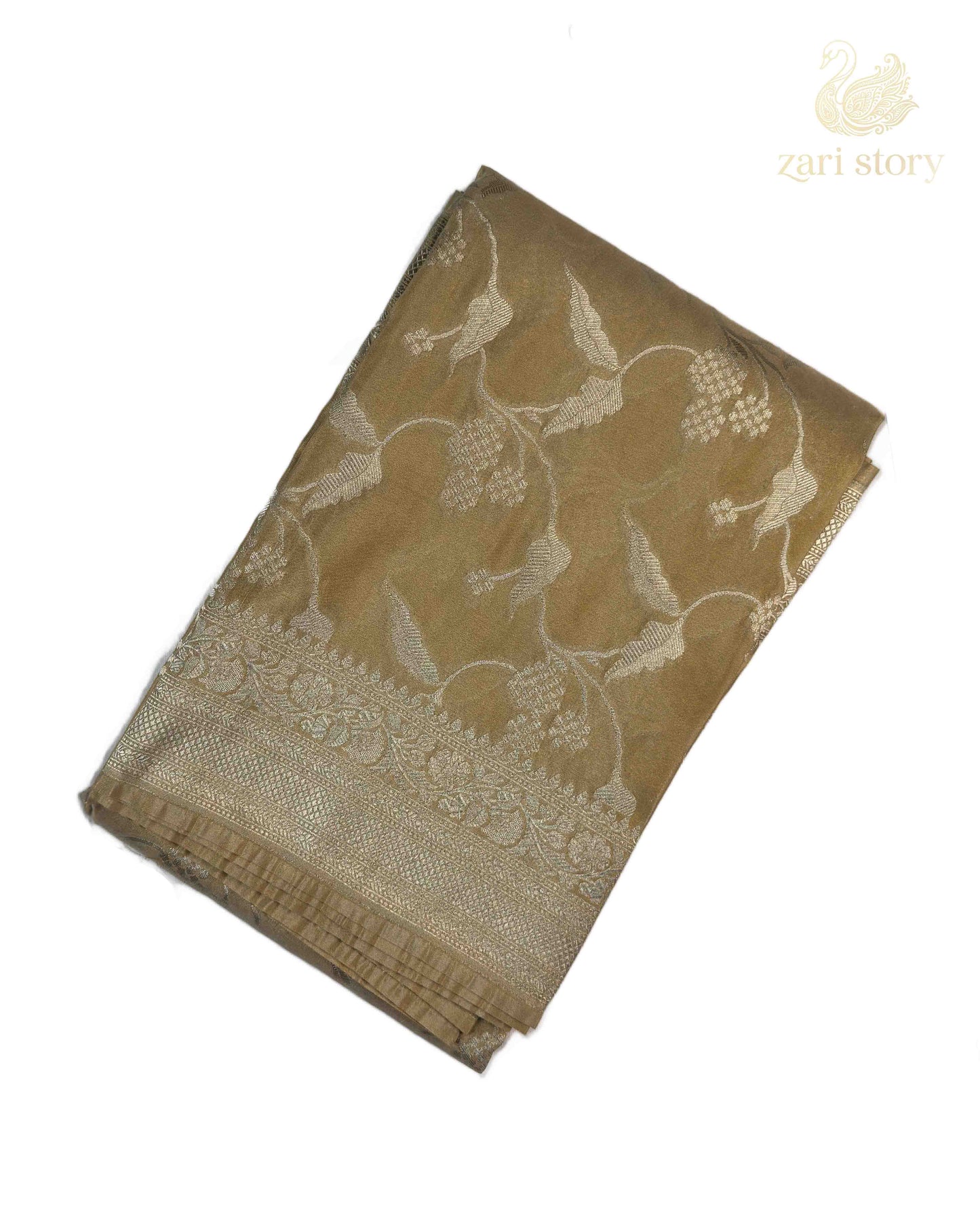 Metallic Gold Floral Tissue Banarasi Saree
