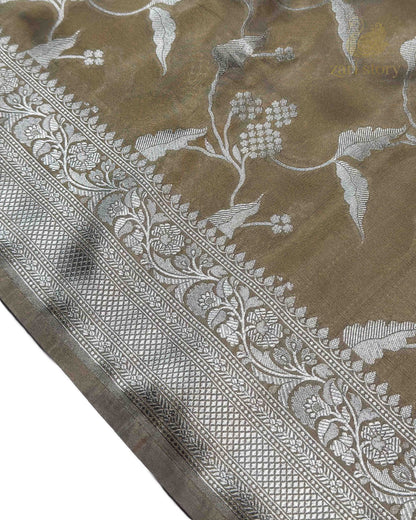 Metallic Gold Floral Tissue Banarasi Saree