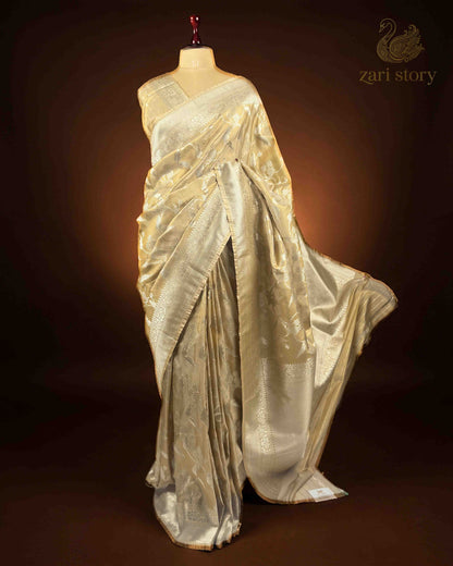 Metallic Gold Floral Tissue Banarasi Saree