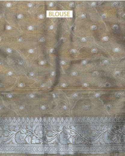 Metallic Gold Floral Tissue Banarasi Saree