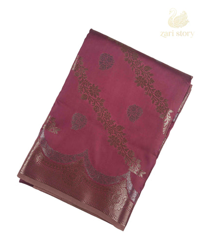 Blush Pink Floral Katan Silk Banarasi Saree