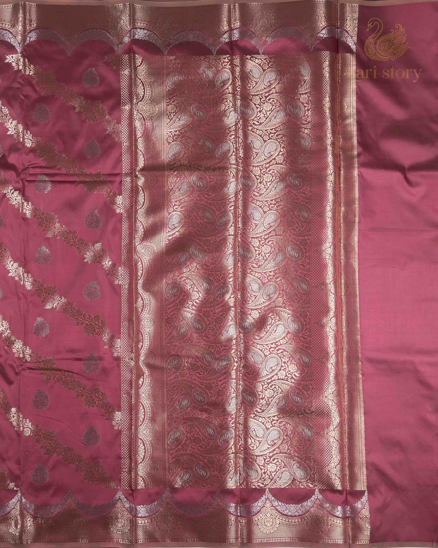 Blush Pink Floral Katan Silk Banarasi Saree