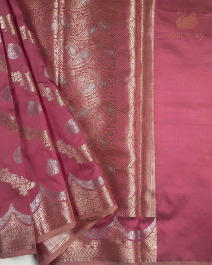 pink floral katan silk not applicable
