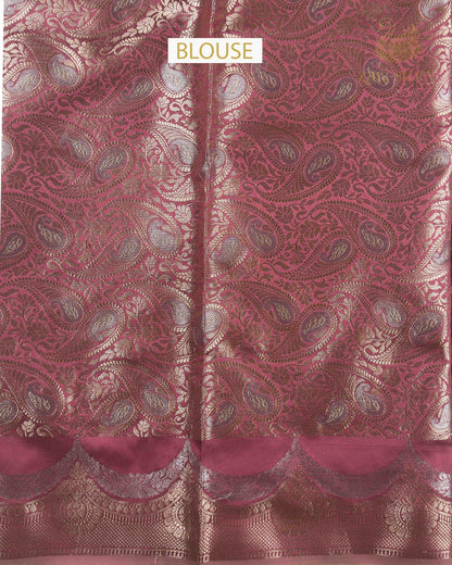 Blush Pink Floral Katan Silk Banarasi Saree