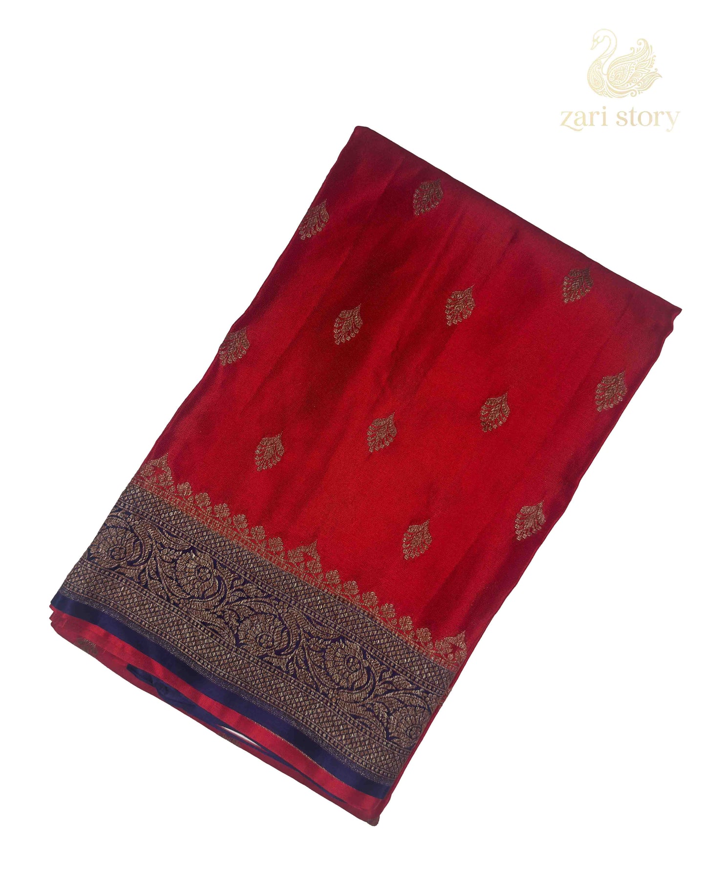 Ruby Red Butta Crepe Banarasi Saree