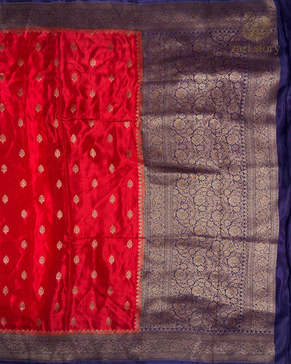 Ruby Red Butta Crepe Banarasi Saree