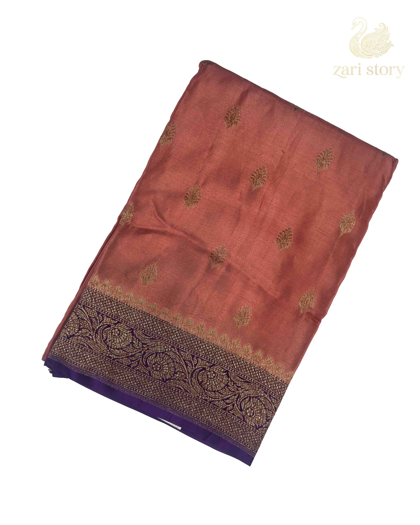 Apricot Peach Butta Crepe Banarasi Saree