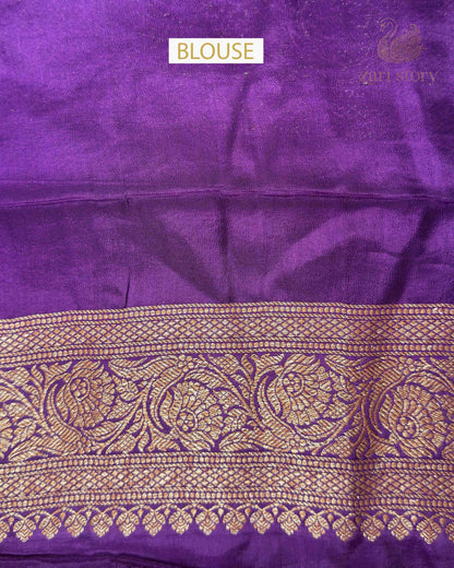 Apricot Peach Butta Crepe Banarasi Saree